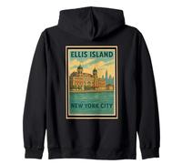 Poster vintage retrò Ellis Island New York City State NY NYC Felpa con Cappuccio