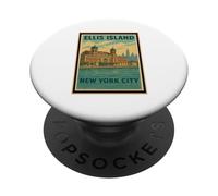 Poster vintage retrò Ellis Island New York City State NY NYC PopSockets PopGrip Adesivo