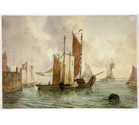 Poster vintage scena del porto - arte da parete nave marittima -...