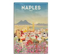 Poster vintage su tela con skyline italiano di Napoli, stampa artistica su tela, ufficio, famiglia, camera da letto, poster decorativo regalo, decorazione da parete, 30 x 45 cm