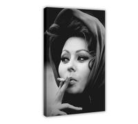 Poster vintage su tela di Sophia Loren (30), decorazione per camera da letto, sport, ufficio, camera da letto, regalo, con cornice, 40 x 60 cm