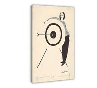 Poster vintage su tela, stampa artistica da parete con immagine di donna e obiettivo, 50 x 75 cm