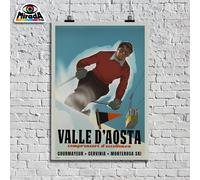 POSTER VINTAGE VALLE D'AOSTA SCI COURMAYEUR CERVINIA MONTEROSA SKI AEFFESTYLE ©