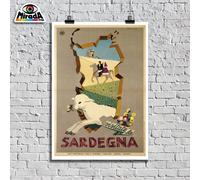 POSTER Vintage Visitate la Sardegna Della Site 1951 mare vacanza estate isola