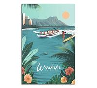 Poster vintage Waikiki Honolulu Hawaii Surf Travel Poster su tela da parete Home Room Decor Art Poster pittura immagine stampa regalo poster