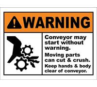 Poster Warning Conveyor May Start Without Moving Parts Warning Conveyor May Start Without Warning Moving Parts M
