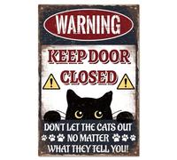 Poster "Warning Keep Door Closed Don'T Let The Cats Out No Matter What They Tell You" Cat Black Warning Cartello In Metallo Per sonalizzato Targhe In Metallo Per club Man Cave M