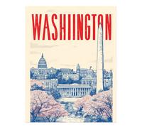 Poster Washington Skyline Wall Art - Decorazione in stile vintage per la casa