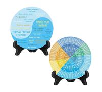 Poster Wheel Dei Sentimenti - 2x Grafico Delle Emozioni Di Salute Mentale In Legno Con Stand - Arredamento Della Scrivania, Grafico A Torta Per Emozioni Per Consulente Scolastico, Terapista Di Consule