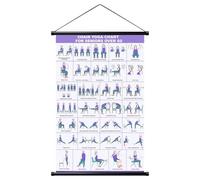 Poster Yoga con Sedia per Anziani e Principianti, Chart da Parete con 31 Pose Illustrate, Poster di ginnastica dolce e stretching per allenamenti a casa e in ufficio, Guida alle attività di stretching