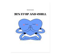 Poster Zen It Up and Chill Blue Heart Wall Art qualità premium