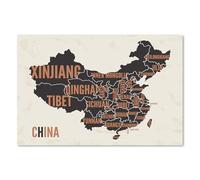 Postereck - 2123 - Cina mappa, paesi continente stato viaggio - Decorazione Aula Scolastica, Materiale Didattico, Insegnamento, Lezione - Poster - 4:3-40,0 cm x 30,0 cm