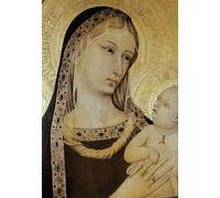 POSTERIIk Dipinti Famosi Arte della tela Poster con artistiche Detalle de la Virgen y el Niño de San Fiscal de Ambrogio Lorenzetti per Decorazioni per la Casa 60x90cm