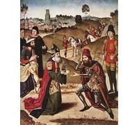 POSTERIIk Dipinti Famosi Arte della tela Poster con artistiche El encuentro de Abraham y Melquisedec por Dirck Bouts per la Decorazione Della Parete 60x90cm