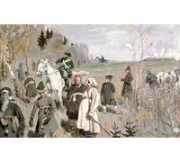 POSTERIIk Dipinti Famosi Arte della tela Poster con artistiche La caza en tiempos del zar Pedro elde Sergei Arsenevich Vinogradov per Decorazioni per la Casa 60x90cm