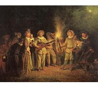 POSTERIIk Dipinti Famosi Arte della tela Poster con artistiche la comedia italiana de Jean antoine Watteau per L'arredamento del Soggiorno 60x90cm