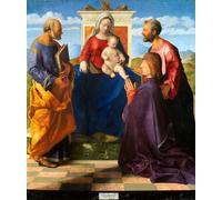 POSTERIIk Dipinti Famosi Arte della tela Poster con artistiche La dama y el niño entronizados con Pedro y Pablo y un donante del famoso artista per L'arredamento del Soggiorno 60x90cm