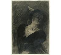POSTERIIk Dipinti Famosi Arte della tela Poster con artistiche la Mujer con una Lorgnette Dama con una Lorgnette de Félicien Rops per Decorazioni per la Casa 60x90cm