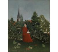 POSTERIIk Dipinti Famosi Arte della tela Poster con artistiche Retrato de una mujer en un paisaje de Henri Rousseau per la Decorazione Della Parete 60x90cm