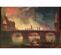 POSTERIIk Dipinti Famosi Arte della tela Poster con artistiche un incendio en el Hotel-dieu de Jean Baptiste Genillion per L'arredamento del Soggiorno 60x90cm