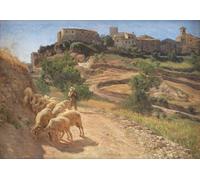 POSTERIIk Dipinti Famosi Arte della tela Poster con artistiche un pastorcillo con sus ovejas en Cività D'antino de Joakim Skovgaard per la Decorazione Della Parete 60x90cm