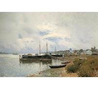 POSTERIIk Dipinti Famosi Arte Dipinto Pittura Astratta Después de la lluvia Plyos de Isaak Ilyich Levitan per Decorazioni per la Casa 60x90cm