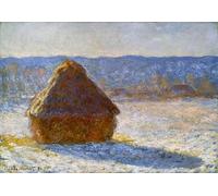 POSTERIIk Dipinti Famosi Arte Dipinto Pittura Astratta Grainstack en el efecto nieve de la mañana de Claude Monet per la Decorazione Della Parete 60x90cm