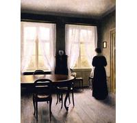 POSTERIIk Dipinti Famosi Arte Dipinto Pittura Astratta Interior con una mujer junto a la ventana Fredericks Alle Vilhelm Hammershoi per la Decorazione Della Parete 60x90cm