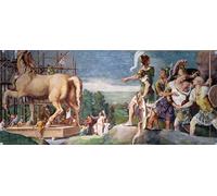 POSTERIIk Dipinti Famosi Arte Dipinto Pittura Astratta la Construcción del Animal de Madera de Troya por Giulio Romano per Decorazioni per la Casa 60x90cm