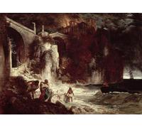 POSTERIIk Dipinti Famosi Murale Tela Vintage Quadri Asalto pirata a un fuerte costero de Arnold Böcklin per L'arredamento del Soggiorno 60x90cm