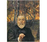 POSTERIIk Dipinti Famosi Murale Tela Vintage Quadri Autorretrato frente a un bosque de abedules de Hans Thoma per Decorazioni per la Casa 60x90cm