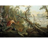 POSTERIIk Dipinti Famosi Murale Tela Vintage Quadri Cisnes y pavos reales de François Boucher per la Decorazione Della Parete 60x90cm