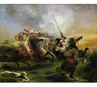 POSTERIIk Dipinti Famosi Murale Tela Vintage Quadri Jinetes marroquíes en acción militar por Ferdinandeugene Delacroix per Decorazioni per la Casa 60x90cm