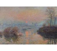POSTERIIk Dipinti Famosi Murale Tela Vintage Quadri Puesta de sol sobre el Sena en Lavacourt. Efecto Invierno de Claude Monet per la Decorazione Della Parete 60x90cm