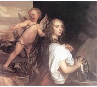 POSTERIIk Dipinti Famosi Murale Tela Vintage Quadri Retrato de una niña como Erminia acompañada de Cupido de Sir Antony Van Dyck per la Decorazione Della Parete 60x90cm