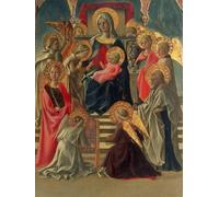 POSTERIIk Dipinti Famosi Murale Tela Vintage Quadri Señora y niño entronizados con ángeles y santos de Fra Filippo Lippi per L'arredamento del Soggiorno 60x90cm