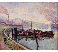 POSTERIIk Dipinti Famosi Pittura Immagine Tela Dipinti d'arte graffiti Barcazas de carbón de Jean Baptiste Armand Guillaumin per la Decorazione Della Parete 60x90cm