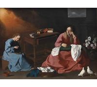 POSTERIIk Dipinti Famosi Pittura Immagine Tela Dipinti d'arte graffiti Cristo y la Virgen en la Casa de Nazaret de Francisco De Zurbarán per Decorazioni per la Casa 60x90cm