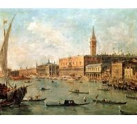 POSTERIIk Dipinti Famosi Pittura Immagine Tela Dipinti d'arte graffiti el Palacio Ducal y el Molo de la Cuenca de San Marco de Francesco Guardi per L'arredamento del Soggiorno 60x90cm
