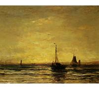 POSTERIIk Dipinti Famosi Pittura Immagine Tela Dipinti d'arte graffiti El regreso de la flota al atardecer de Hendrik Willem Mesdag per Decorazioni per la Casa 60x90cm