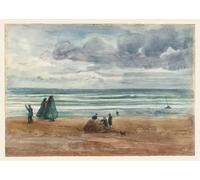POSTERIIk Dipinti Famosi Pittura Immagine Tela Dipinti d'arte graffiti Escena de la costa con grupos de figuras John William Inchbold per Decorazioni per la Casa 60x90cm