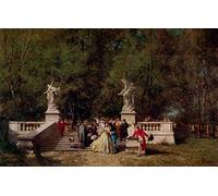 POSTERIIk Dipinti Famosi Pittura Immagine Tela Dipinti d'arte graffiti La fiesta en el jardín de Ferdinand Heilbuth per Decorazioni per la Casa 60x90cm