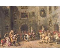 POSTERIIk Dipinti Famosi Pittura Immagine Tela Dipinti d'arte graffiti Luis XIII en el castillo de Blois de Eugene Isabey per Decorazioni per la Casa 60x90cm