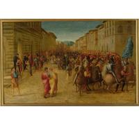 POSTERIIk Dipinti Famosi stampa tela poster Ritratto Dipinti d'arte Carlos VIII entrando en Florencia de Francesco Granacci per L'arredamento del Soggiorno 60x90cm