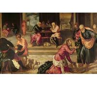 POSTERIIk Dipinti Famosi stampa tela poster Ritratto Dipinti d'arte Cristo lavando los pies a los discípulos de Jacopo Robusti Tintoretto per la Decorazione Della Parete 60x90cm