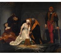 POSTERIIk Dipinti Famosi stampa tela poster Ritratto Dipinti d'arte Ejecución de Lady Jane Grey en el Año de la Torre de Londres por Paul Delaroche per la Decorazione Della Parete 60x90cm