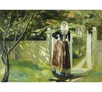 POSTERIIk Dipinti Famosi stampa tela poster Ritratto Dipinti d'arte En la puerta del jardín de Michael Peter Ancher per la Decorazione Della Parete 60x90cm