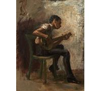 POSTERIIk Dipinti Famosi stampa tela poster Ritratto Dipinti d'arte Estudio para niño negro bailando el banjo de Eakins per L'arredamento del Soggiorno 60x90cm