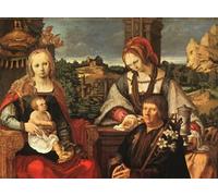 POSTERIIk Dipinti Famosi stampa tela poster Ritratto Dipinti d'arte La dama y el niño con María Magdalena de Lucas Van Leyden per la Decorazione Della Parete 60x90cm