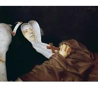 POSTERIIk Dipinti Famosi stampa tela poster Ritratto Dipinti d'arte La Orden Religiosa de Santa Brígida en su lecho de muerte por Philippe De Champaigne per Decorazioni per la Casa 60x90cm